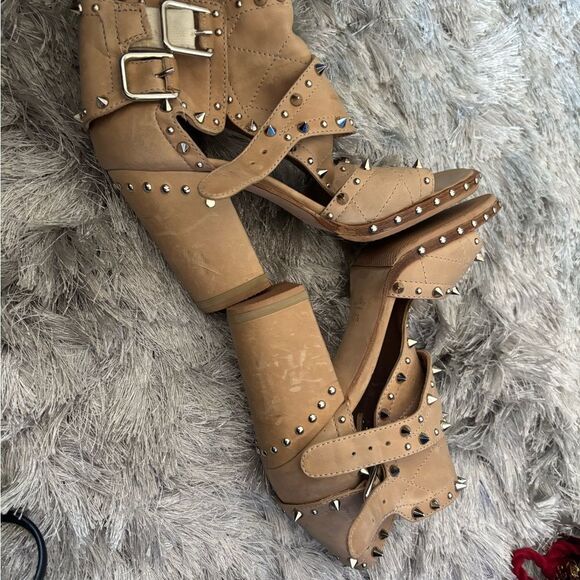 LAURENCE DACADE Deric Studded heels open toe Block Sandals dress spike shoes - Picture 8 of 12
